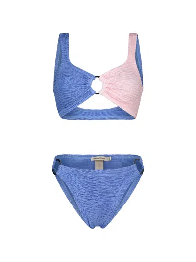 Paramidonna Kari Ring-detail Two-tone Bikini In Blue