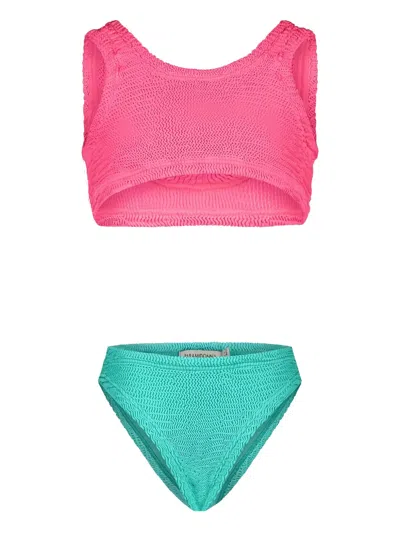 Paramidonna Kids' Katy Crinkle-texture Bikini In Pink