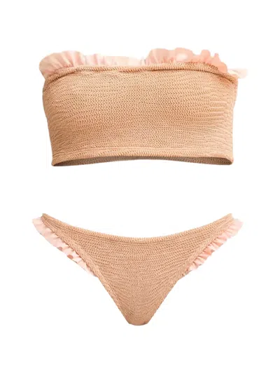Paramidonna Kylie Ruffled Bikini In Brown