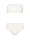 Paramidonna Kylie Ruffled-trim Bandeau Bikini In Neutrals