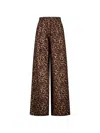 Paramidonna Leopard Print Linen Trousers In Brown
