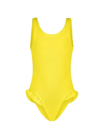 Paramidonna Kids' Lili Ruffled Swimsuit In Yellow