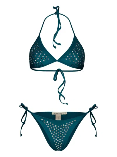 Paramidonna Livia Swarovsky Crystal-embellished Bikini In Green