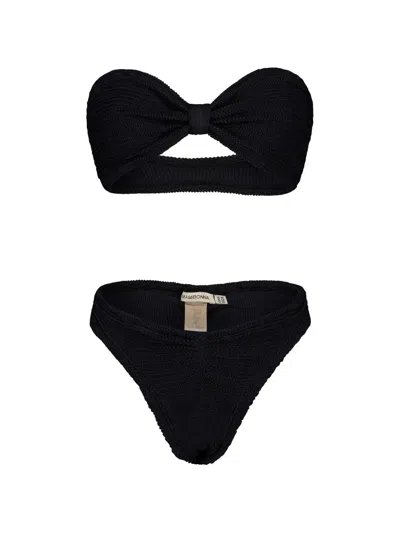 Paramidonna Lucy Knot Textured Bikini In Black