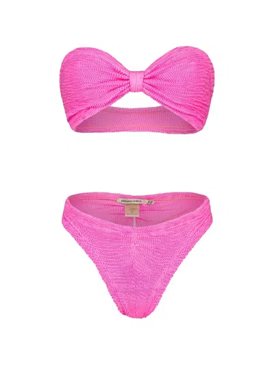 Paramidonna Lucy Knot Textured Bikini In Pink