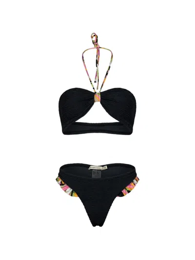 Paramidonna Lucy Ruffled Bikini In Black