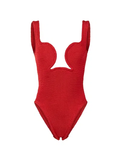 Paramidonna Luisa Textured Cut-out Swimsuit In Red