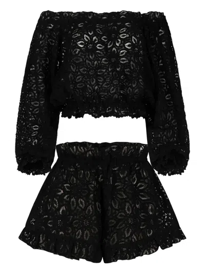Paramidonna Luna Lace-embellished Ruffled Beach Set