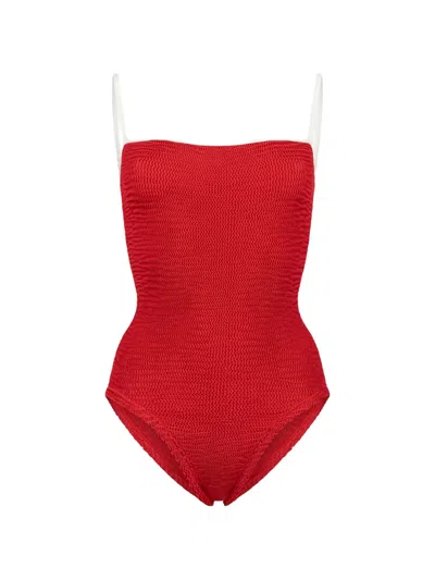 Paramidonna Marisia Crinkle-effect Swimsuit In Red