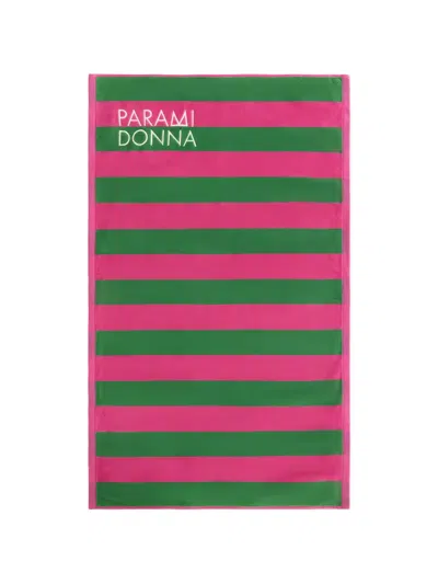 Paramidonna Kids' Medium Logo-print Striped Beach Towel In White