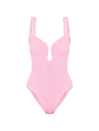Paramidonna Mika V-neck Textured Beachwear In Pink