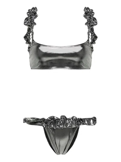 Paramidonna Mimi Metallic-finish Bikini Set In Silver