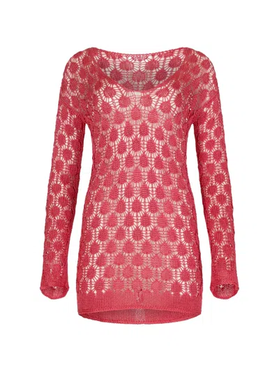 Paramidonna Mira Crochet Beach Dress In Pink