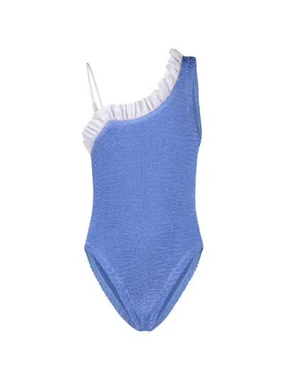 Paramidonna Kids' Nori Ruffled Swimsuit In Blue