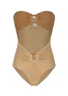 Paramidonna Rene One Piece In Camel Sugar Brown | One Size Designer Swimwear | High Cut, High Rise, Strapless Ba In Brown