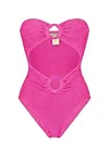 Paramidonna Rene One Piece In Fuchsia Pink | One Size Designer Swimwear | High Cut, High Rise, Strapless Bandeau In Pink