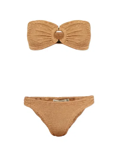 Paramidonna Ring Detail Cr26cc Beachwear In Brown