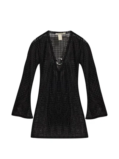 Paramidonna Ring V-neck Dress In Black