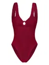 Paramidonna Romana Ring-detail Swimsuit In Burgundy