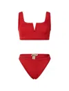 Paramidonna Serena V-neck Textured Bikini In Red