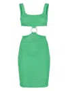 Paramidonna Shirred Midi Dress In Green
