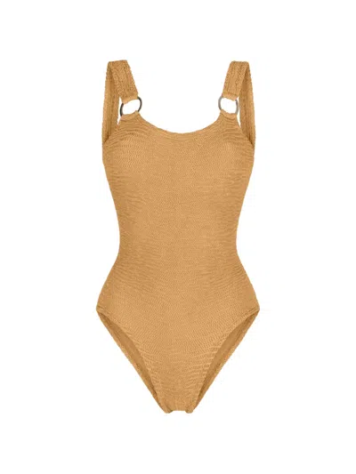 Paramidonna Sophia Ring-detail Swimsuit In Brown