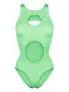 Paramidonna Tara Cut-out Crinkled Swimsuit In Green