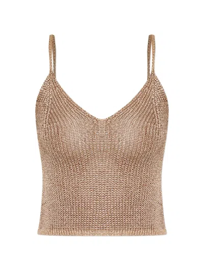 Paramidonna V-neck Knitted Top In Brown