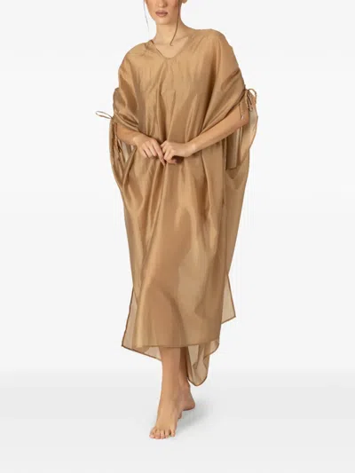 Paramidonna Vall Beach Kaftan Dress In Brown
