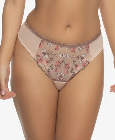 Paramour Women's Allure Embroidered Overlay Thong Panty