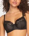 Paramour Women's Fleurs 4-section Cup Unlined Embroidered Underwire Bra, 115166 In Black