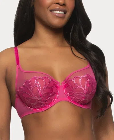 Paramour Women's Lotus Embroidered Unlined Bra In Pink Yarrow Lurex