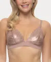 Paramour Women's Siren Lace Bralette Bra In Rose Tan Shimmer