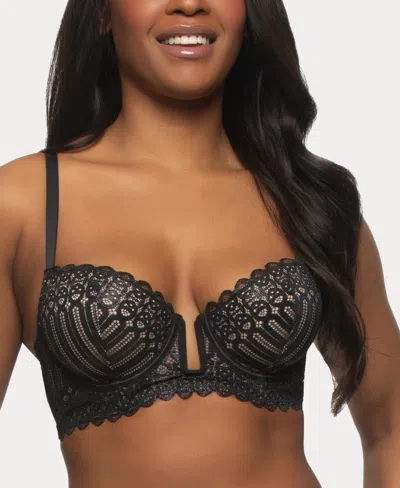 Paramour Women's Siren Lace Demi U-wire Longline Bra In Black Shimmer