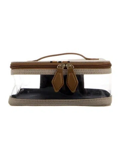 Pre-owned Paravel Canvas Boxed Cosmetic Bag In Brown