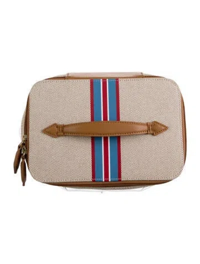 Pre-owned Paravel Leather Trim Cosmetic Bag In Neutrals