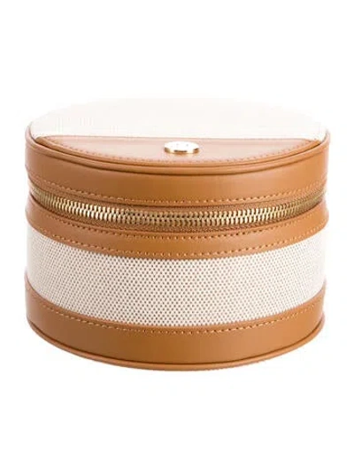 Pre-owned Paravel Women's Brown Leather  Cosmetic Bag In Brown/neutrals