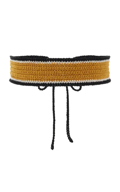Pardohats Exclusive La Isla Cale Crocheted Linen Belt In Multi