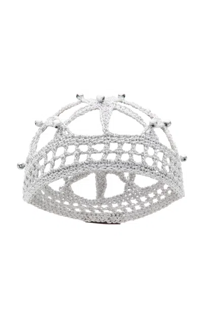 Pardohats Exclusive La Isla Sirena Embellished Openwork Headpiece In Silver