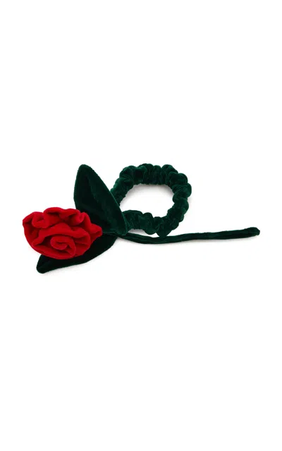 Pardohats Exclusive Riviera Rocío Cotton Velvet Scrunchie In Red
