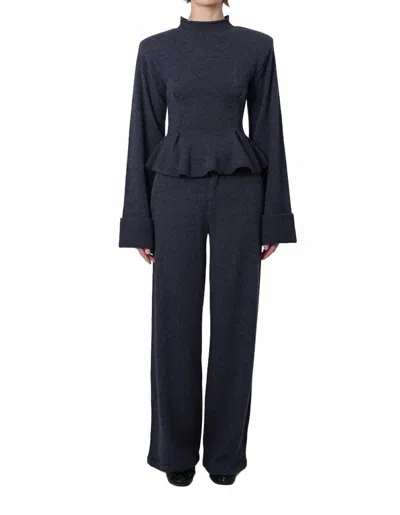 Parentezi Adeline Knitted Peplum Top In Black