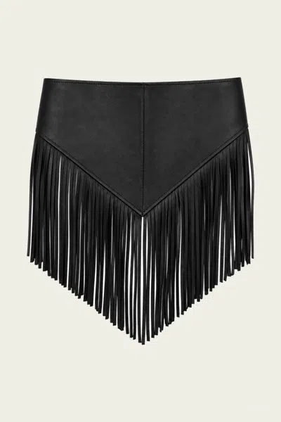 Parentezi Leather Bandana Fringe Belt In Black