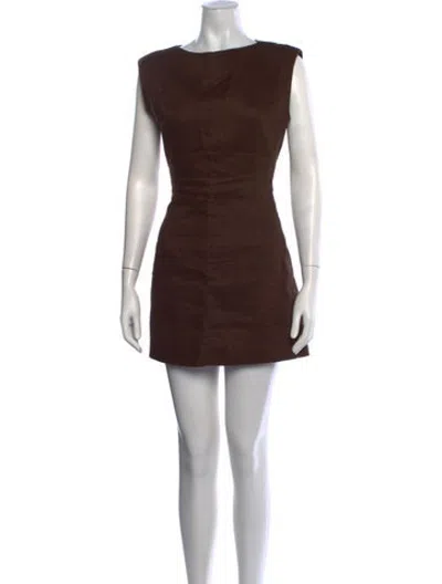 Pre-owned Parentezi Linen Mini Dress In Brown