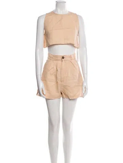 Pre-owned Parentezi Linen Short Set In Neutral