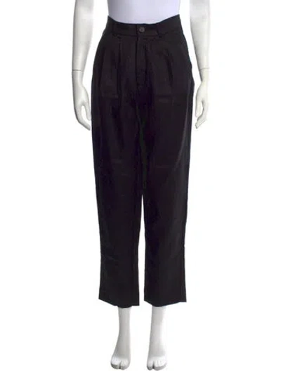 Pre-owned Parentezi Linen Straight Leg Pants In Black