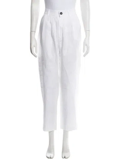 Pre-owned Parentezi Linen Straight Leg Pants In White