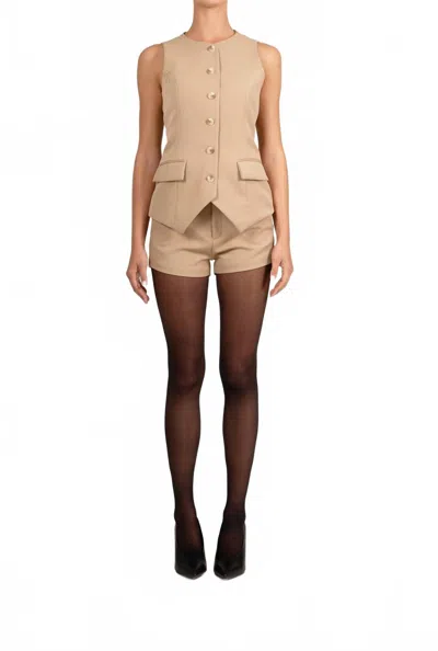 Parentezi Liv Front Button Vest In Camel In Multi