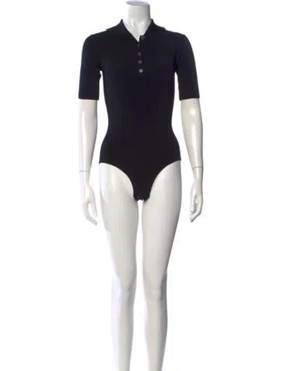 Pre-owned Parentezi Short Sleeve Bodysuit In Black