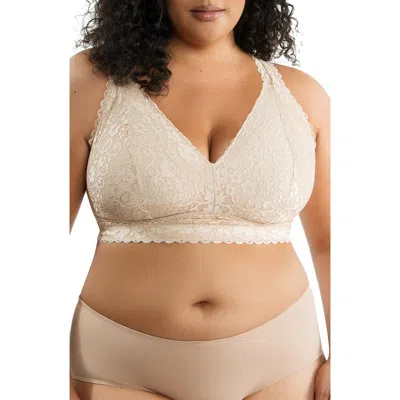 Parfait Adriana Wire-free Lace Bralette In Neutral