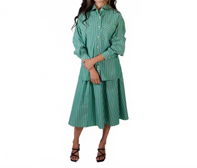 Pari Desai Francesca Button Down Shirt In Seaglass / Blue Stripe In Multi
